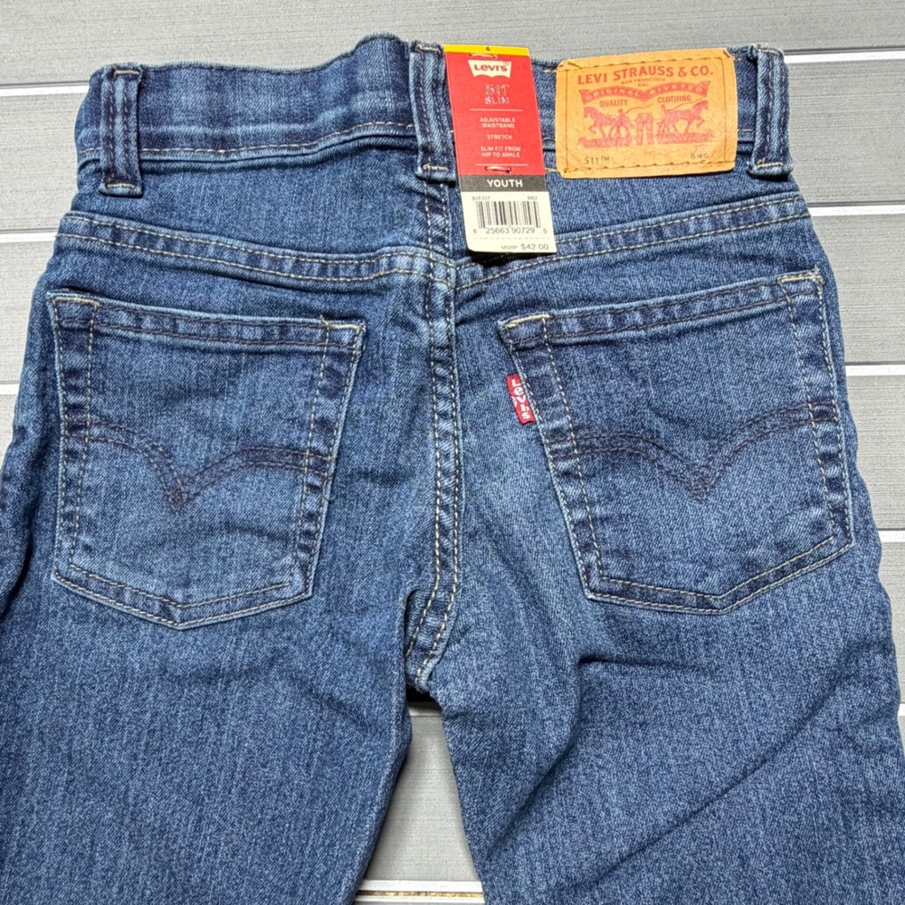 Levis 511 Slim Youth Jeans Size 6 Reg Medium Wash Adjustable Waist Stretch